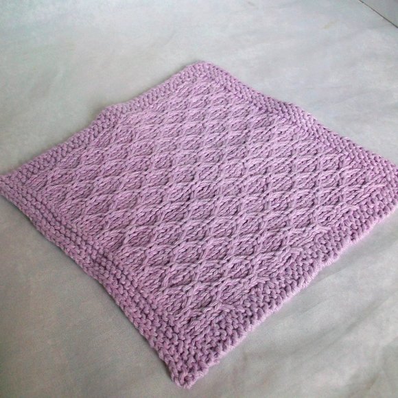 Handmade Purple Knit Cotton Wash Dish cloths Set of 3 - Picture 5 of 6
